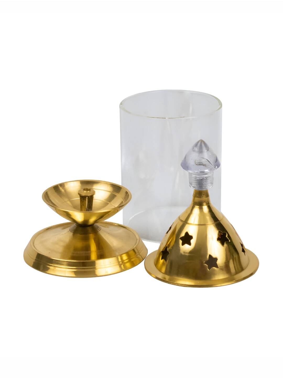 Spillbox Gold-Toned Brass Glass Udupi Diya Pooja Essential | Grocsy