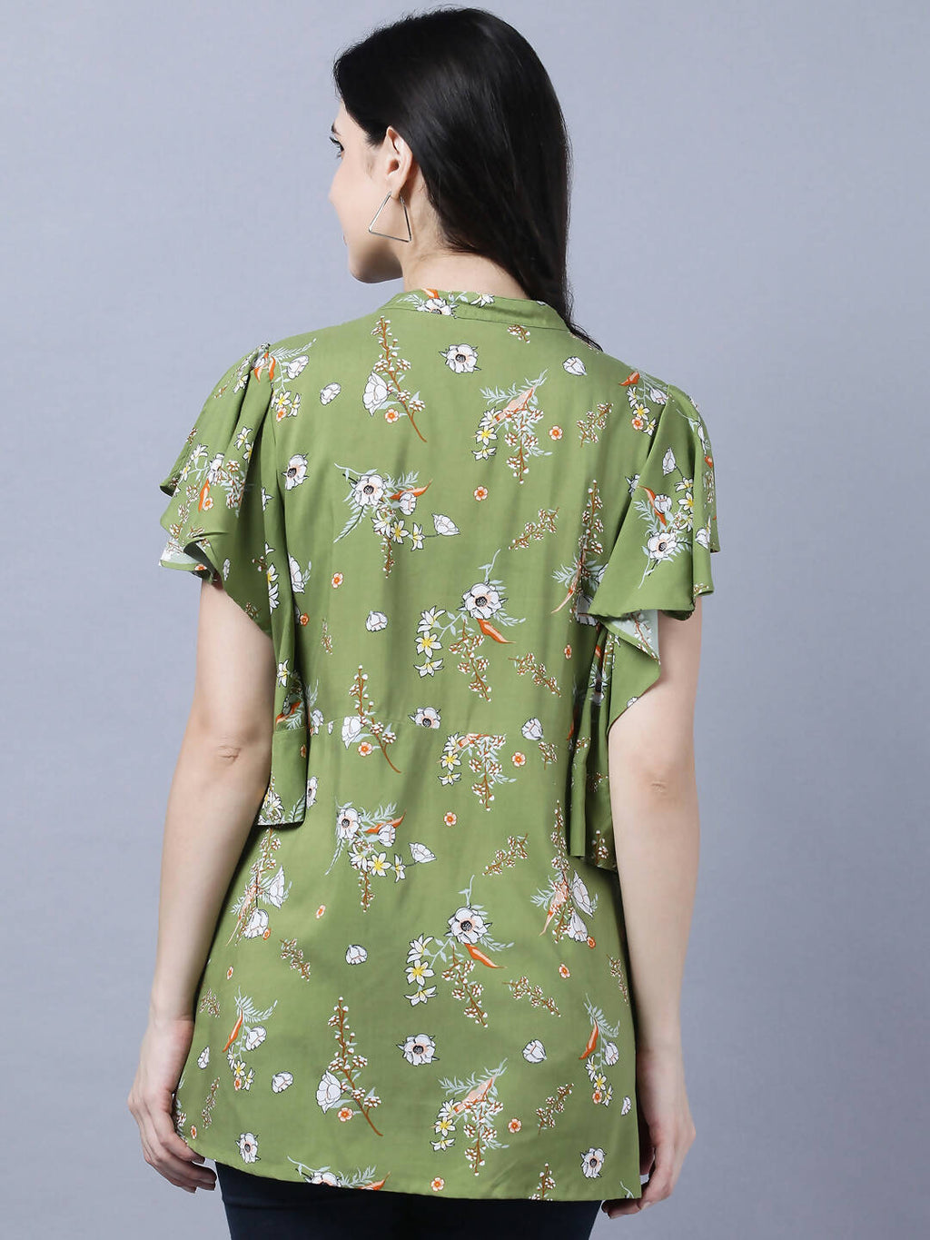 Myshka Stylish Green Viscose Short Sleeve Women's Top | Grocsy
