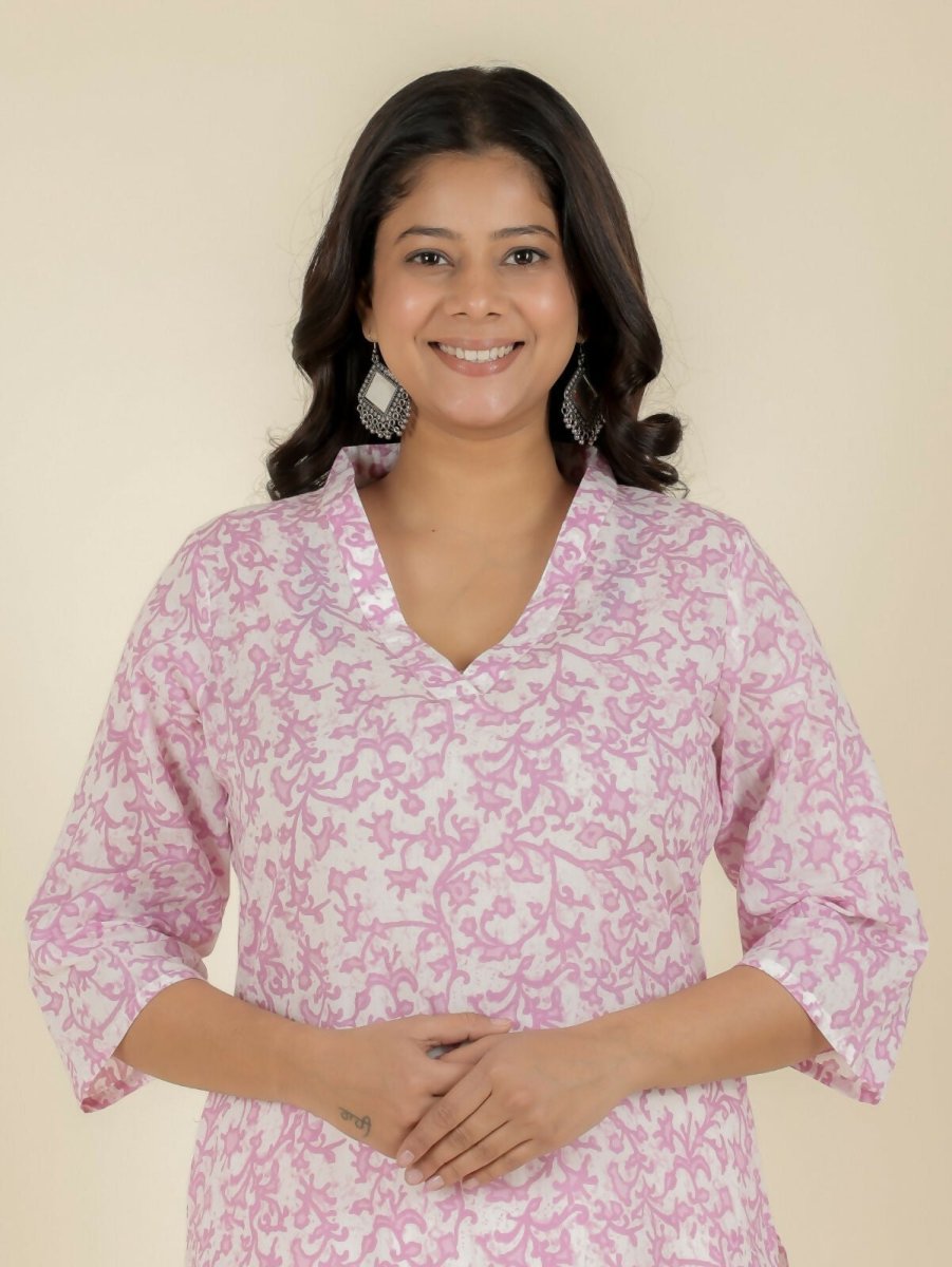 Aramya Straight Soft Cotton Floral Print Women's Kurta - White | Grocsy