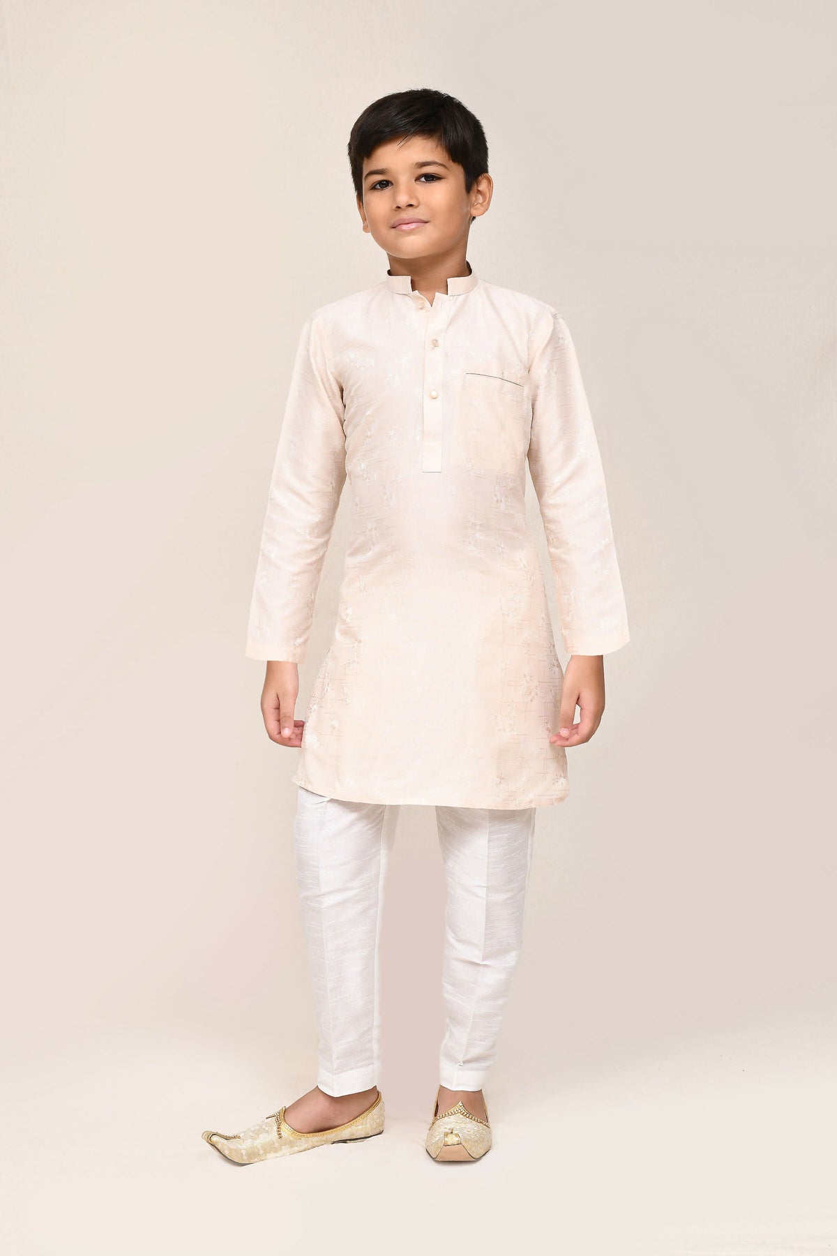 Joban Fashion Cotton Cream Kurta With Straight Fit Pant | Grocsy