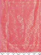 Shree Shyam Fashion Light Pink Woven Zari Traditional Linen Cotton Saree with Rich Pallu & Unstitched Blouse - Festive & Wedding Wear Saree | Grocsy