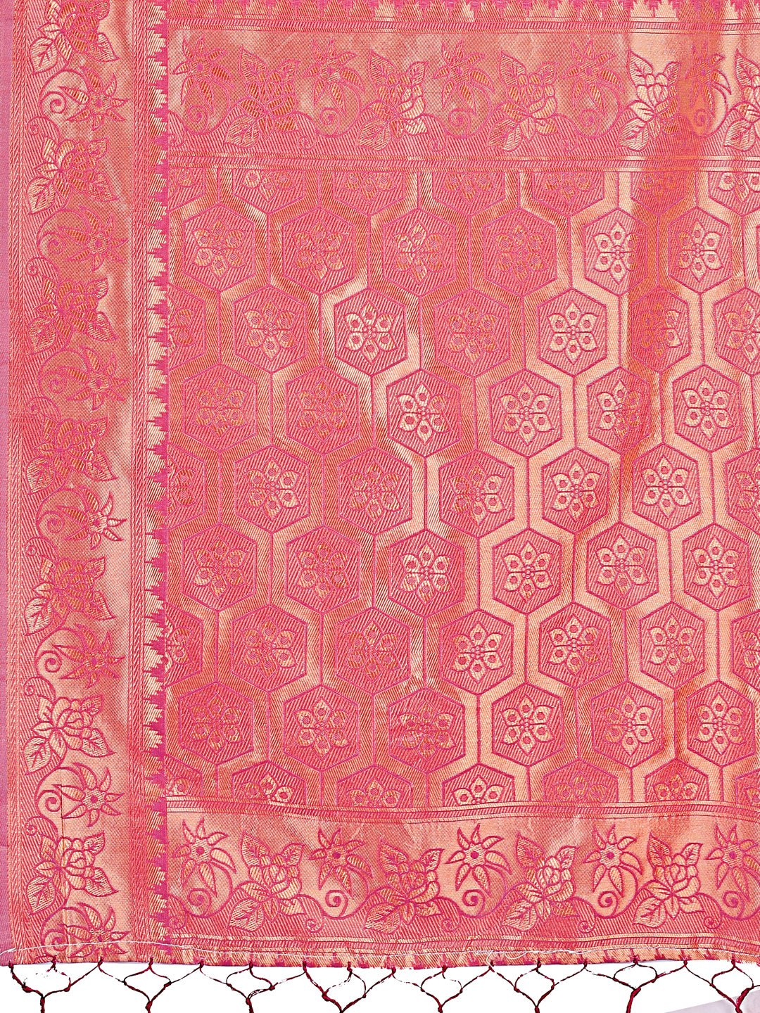 Shree Shyam Fashion Light Pink Woven Zari Traditional Linen Cotton Saree with Rich Pallu & Unstitched Blouse - Festive & Wedding Wear Saree | Grocsy
