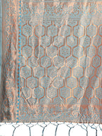 Shree Shyam Fashion Sea Green Woven Zari Traditional Linen Cotton Saree with Rich Pallu & Unstitched Blouse - Festive & Wedding Wear Saree | Grocsy