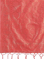 Shree Shyam Fashion Orange Woven Zari Traditional Linen Cotton Saree with Rich Pallu & Unstitched Blouse - Festive & Wedding Wear Saree | Grocsy