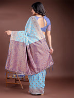 Shree Shyam Fashion Elegant Sky Blue Cotton Saree with Contrast Pallu - Perfect Blend of Tradition & Comfort | Grocsy