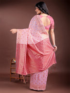 Shree Shyam Fashion Elegant Pink Cotton Saree with Contrast Pallu - Perfect Blend of Tradition & Comfort | Grocsy