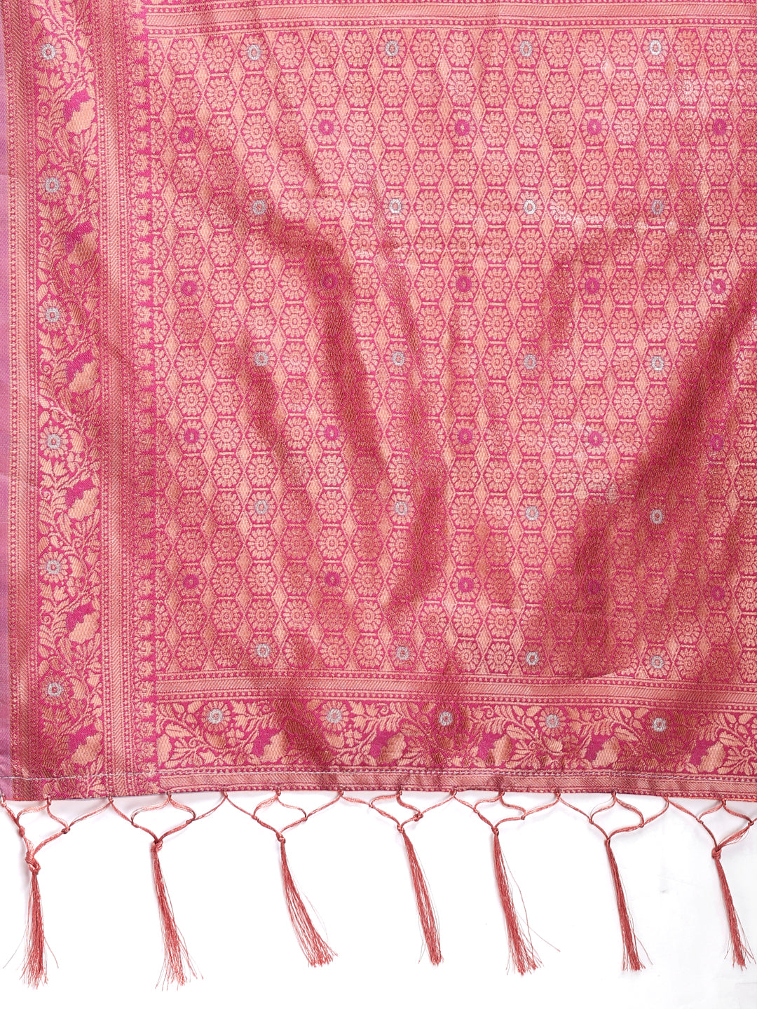 Shree Shyam Fashion Elegant Pink Cotton Saree with Contrast Pallu - Perfect Blend of Tradition & Comfort | Grocsy