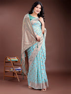 Shree Shyam Fashion Elegant Sea Green Cotton Saree with Contrast Pallu - Perfect Blend of Tradition & Comfort | Grocsy