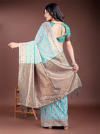 Shree Shyam Fashion Elegant Sea Green Cotton Saree with Contrast Pallu - Perfect Blend of Tradition & Comfort | Grocsy