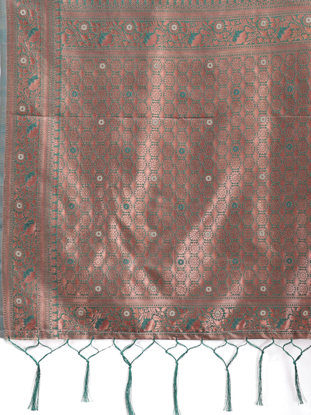 Shree Shyam Fashion Elegant Sea Green Cotton Saree with Contrast Pallu - Perfect Blend of Tradition & Comfort | Grocsy