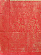 Shree Shyam Fashion Cream & Red Banarasi silk Woven Zari Work Traditional Tassel Saree | Grocsy