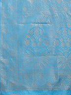 Shree Shyam Fashion Cream & Sky Blue Banarasi silk Woven Zari Work Traditional Tassel Saree | Grocsy