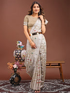Shree Shyam Fashion Threads of Tradition: Beige Linen Cotton Saree Woven with Stories of Grace & Heritage | Grocsy