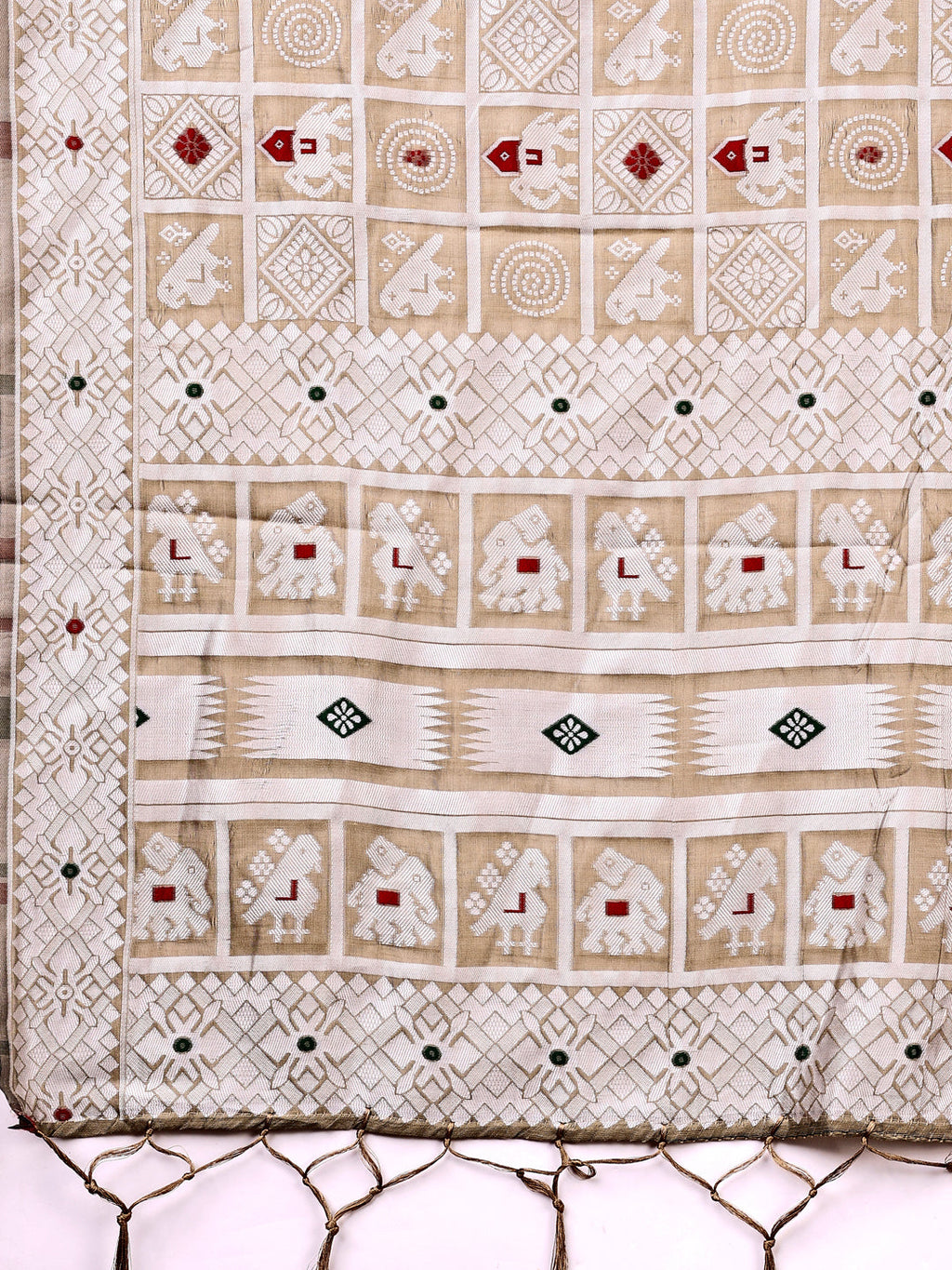 Shree Shyam Fashion Threads of Tradition: Beige Linen Cotton Saree Woven with Stories of Grace & Heritage | Grocsy