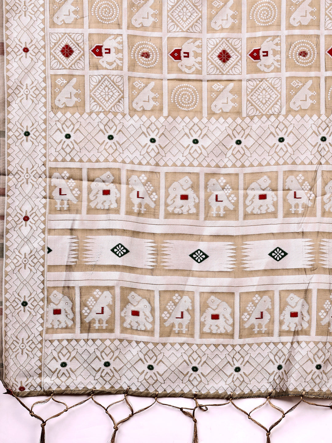 Shree Shyam Fashion Threads of Tradition: Beige Linen Cotton Saree Woven with Stories of Grace & Heritage | Grocsy