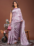Shree Shyam Fashion Threads of Tradition: Purple Linen Cotton Saree Woven with Stories of Grace & Heritage | Grocsy