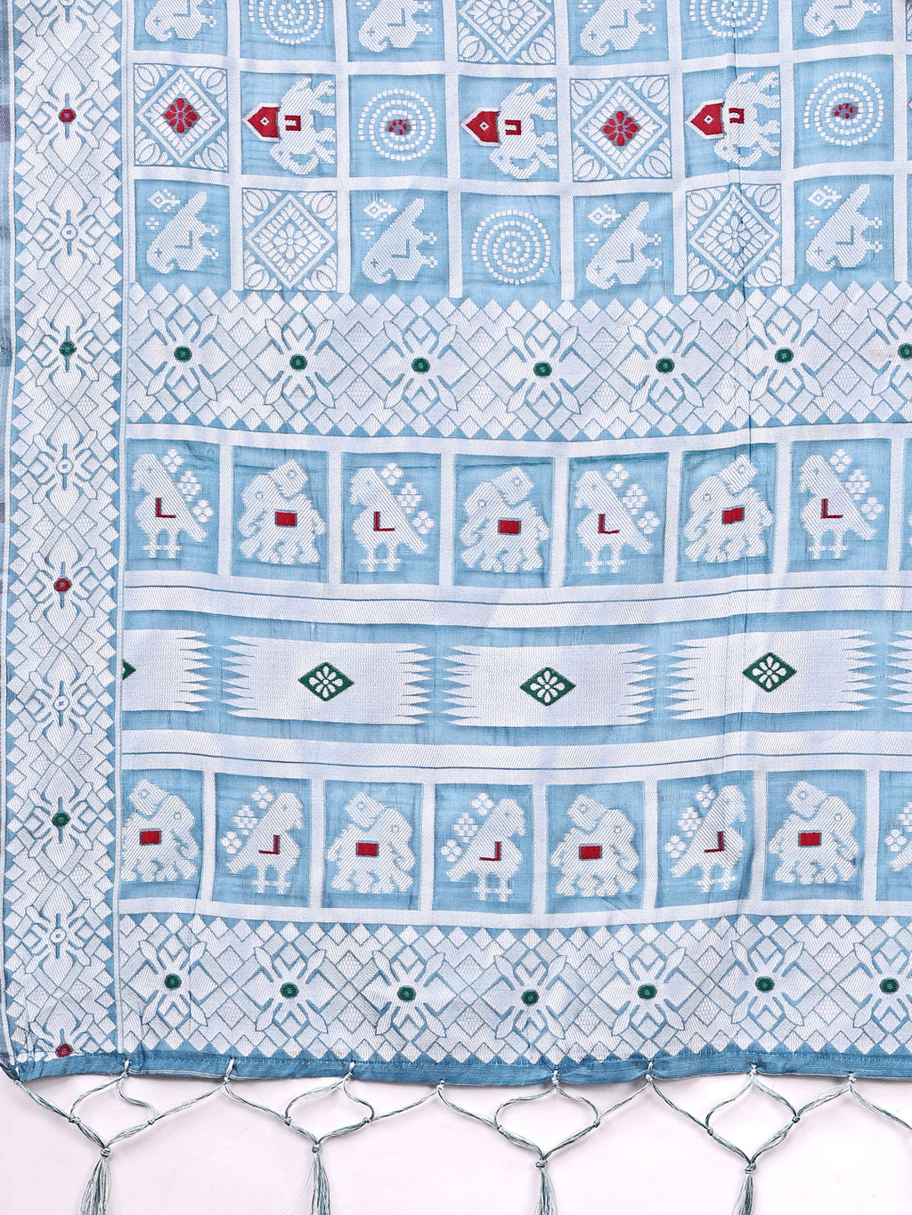 Shree Shyam Fashion Threads of Tradition: Sky Blue Linen Cotton Saree Woven with Stories of Grace & Heritage | Grocsy