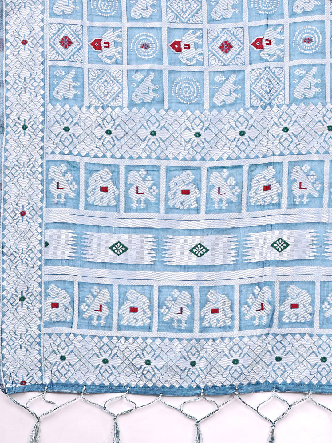 Shree Shyam Fashion Threads of Tradition: Sky Blue Linen Cotton Saree Woven with Stories of Grace & Heritage | Grocsy