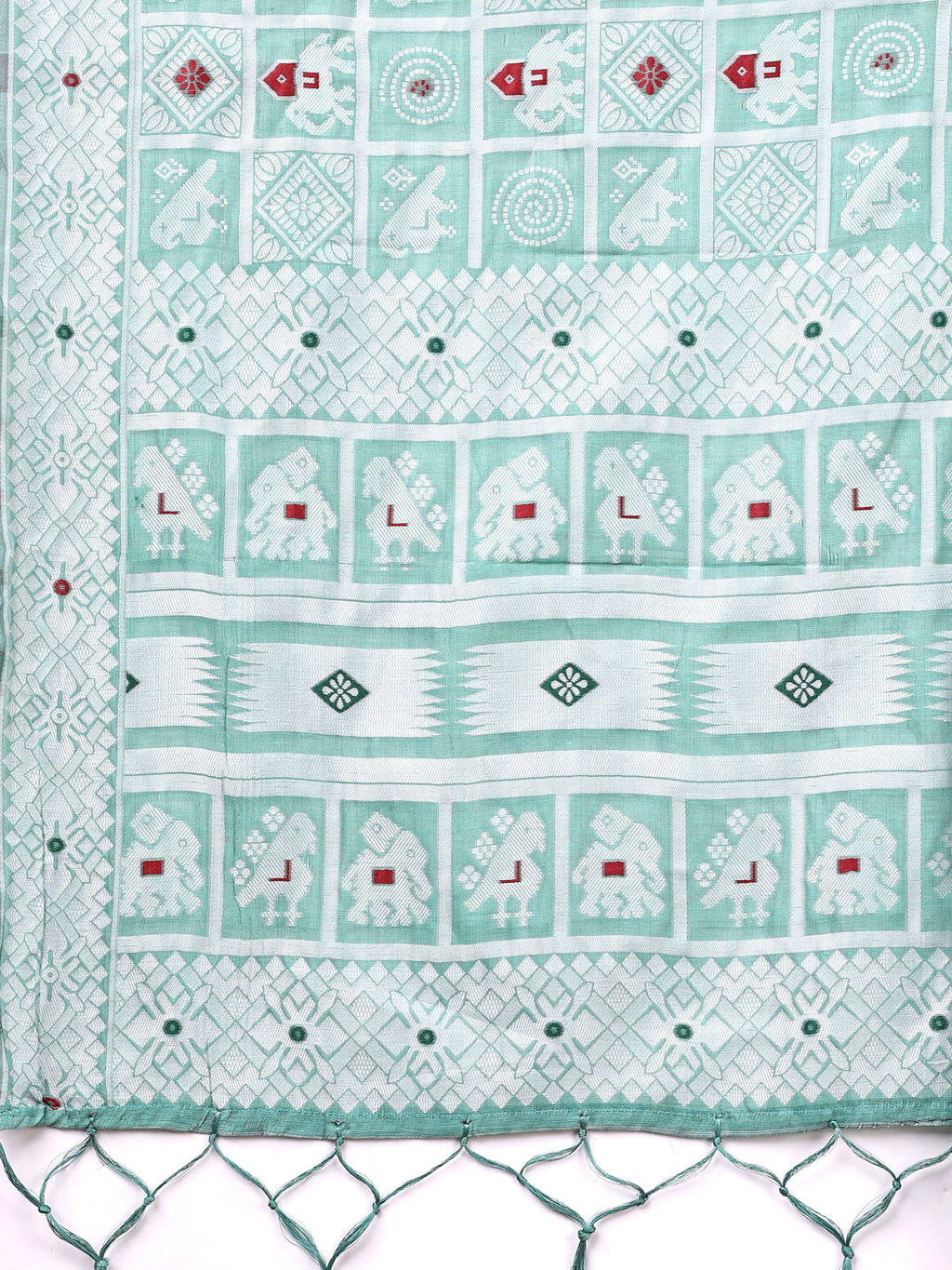 Shree Shyam Fashion Threads of Tradition: Sea Green Linen Cotton Saree Woven with Stories of Grace & Heritage | Grocsy