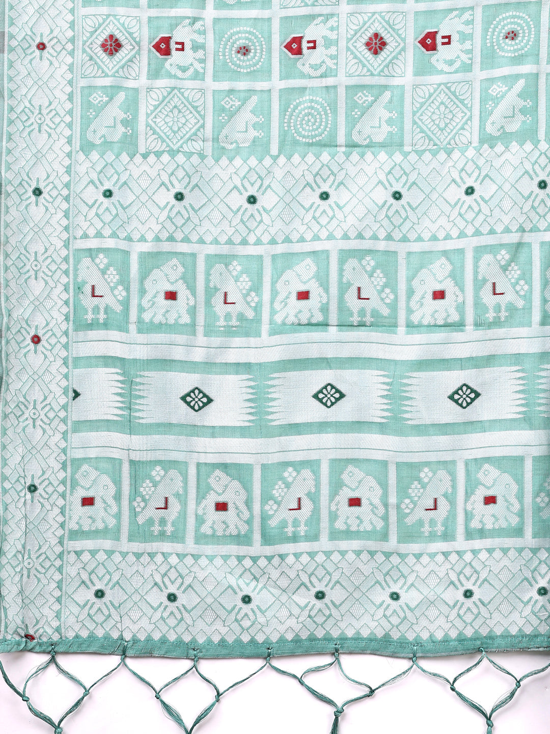 Shree Shyam Fashion Threads of Tradition: Sea Green Linen Cotton Saree Woven with Stories of Grace & Heritage | Grocsy