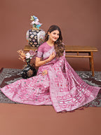 Shree Shyam Fashion Threads of Tradition: Pink Linen Cotton Saree Woven with Stories of Grace & Heritage | Grocsy
