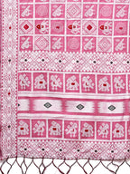 Shree Shyam Fashion Threads of Tradition: Pink Linen Cotton Saree Woven with Stories of Grace & Heritage | Grocsy