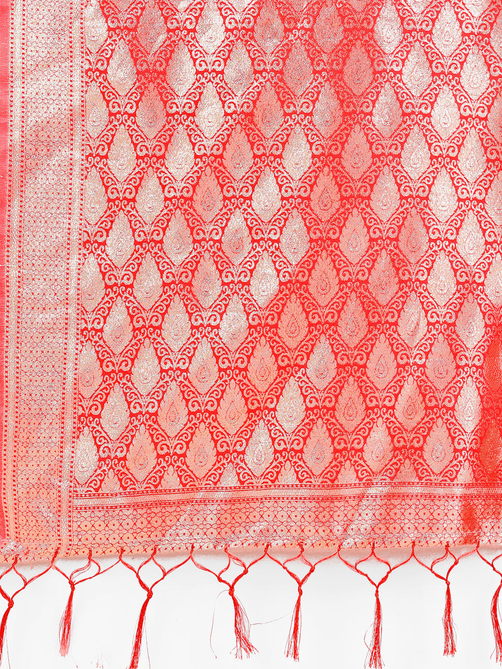 Shree Shyam Fashion Elegant Maroon Banarasi Cotton Saree with Zari Leaf Motifs and Rich Pallu - Traditional Indian Saree for Festive & Wedding Wear | Grocsy