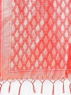 Shree Shyam Fashion Elegant Maroon Banarasi Cotton Saree with Zari Leaf Motifs and Rich Pallu - Traditional Indian Saree for Festive & Wedding Wear | Grocsy