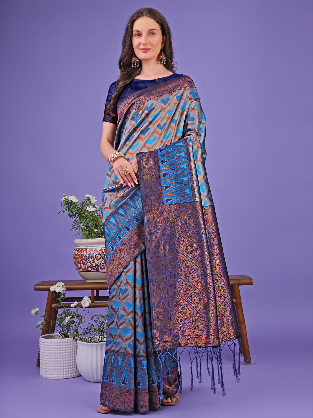 Shree Shyam Fashion Radiant Lichi Silk Saree - A Touch of Royalty in Every Thread | Grocsy