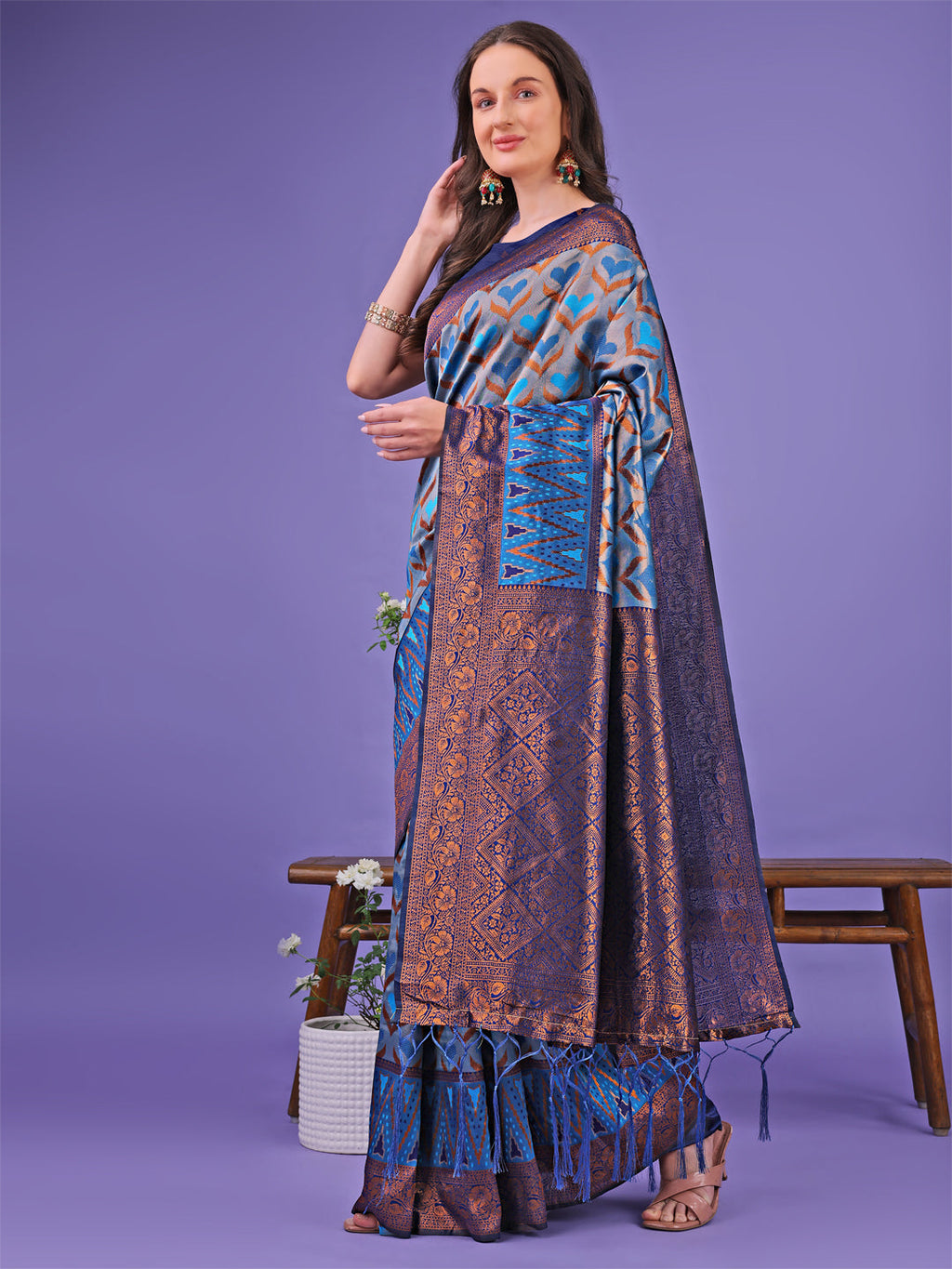 Shree Shyam Fashion Radiant Lichi Silk Saree - A Touch of Royalty in Every Thread | Grocsy