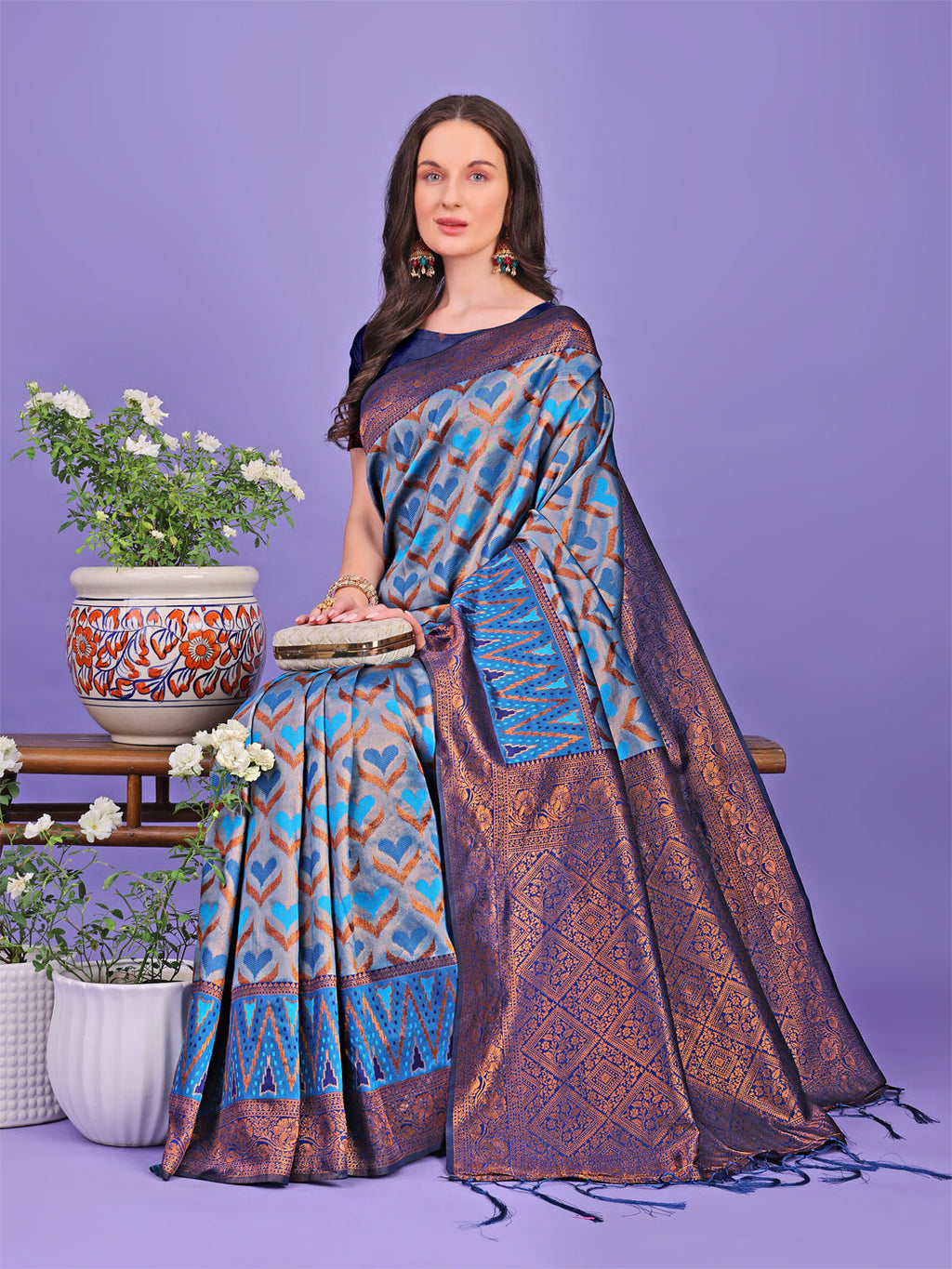 Shree Shyam Fashion Radiant Lichi Silk Saree - A Touch of Royalty in Every Thread | Grocsy