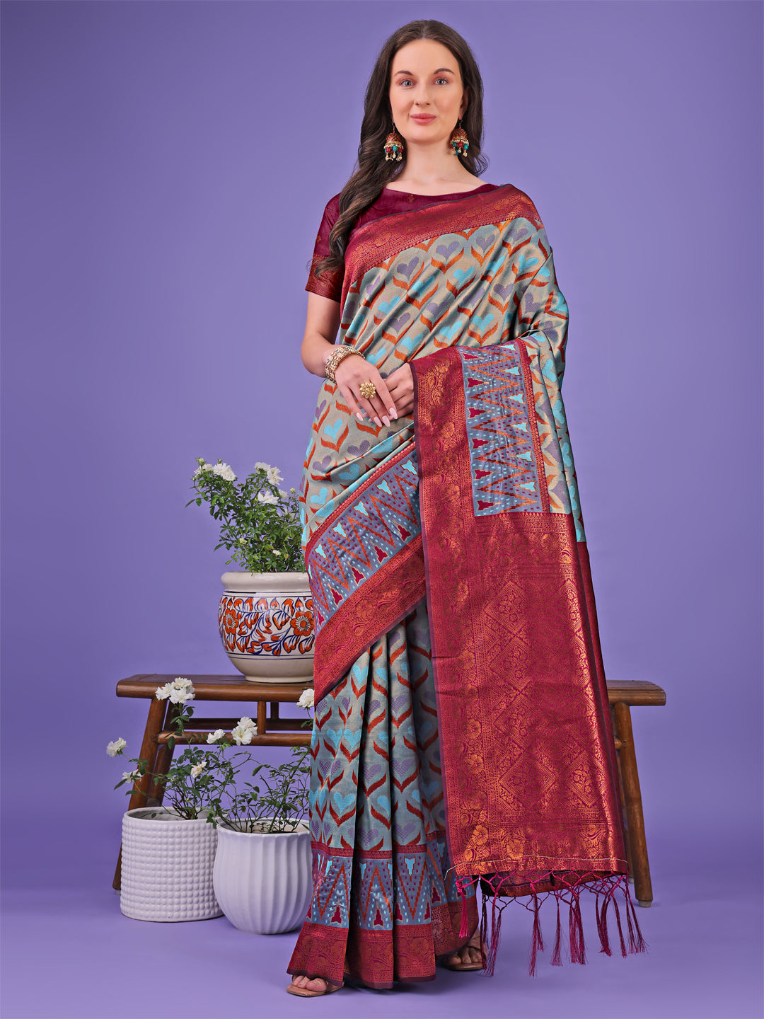 Shree Shyam Fashion Radiant Lichi Silk Saree - A Touch of Royalty in Every Thread | Grocsy