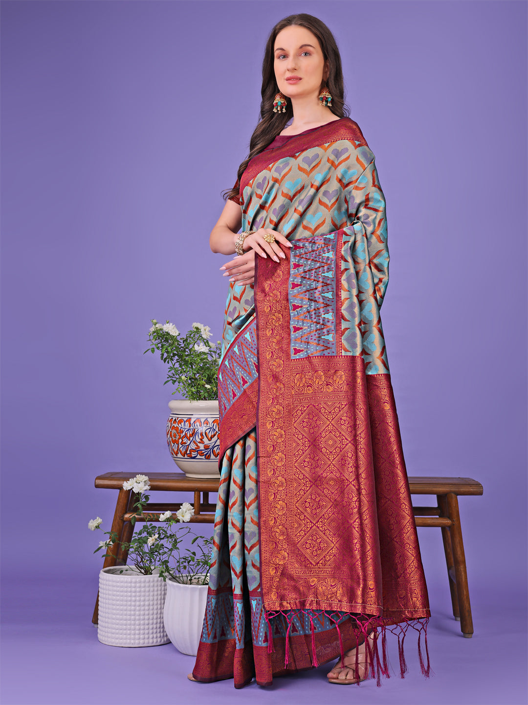 Shree Shyam Fashion Radiant Lichi Silk Saree - A Touch of Royalty in Every Thread | Grocsy