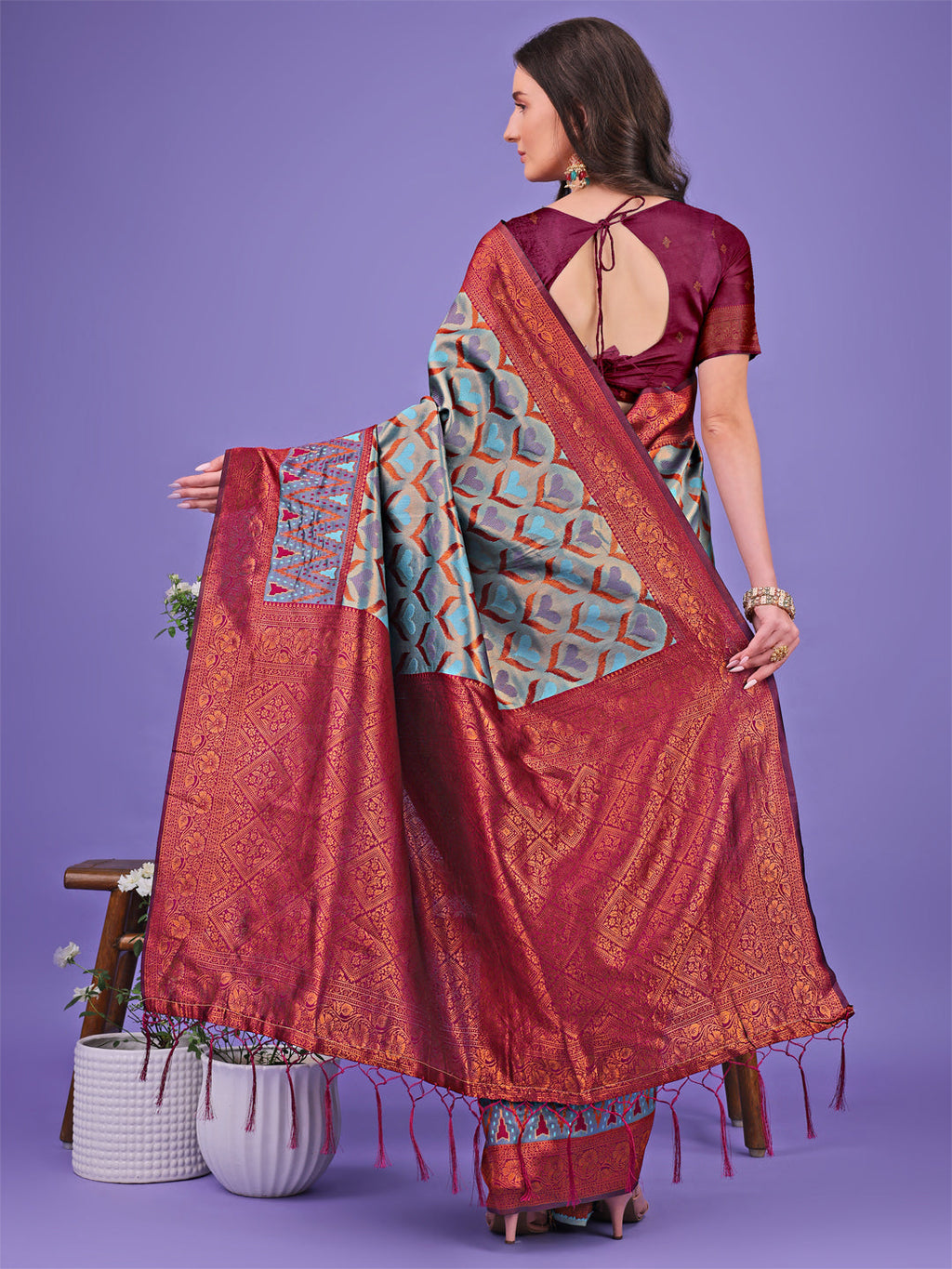 Shree Shyam Fashion Radiant Lichi Silk Saree - A Touch of Royalty in Every Thread | Grocsy