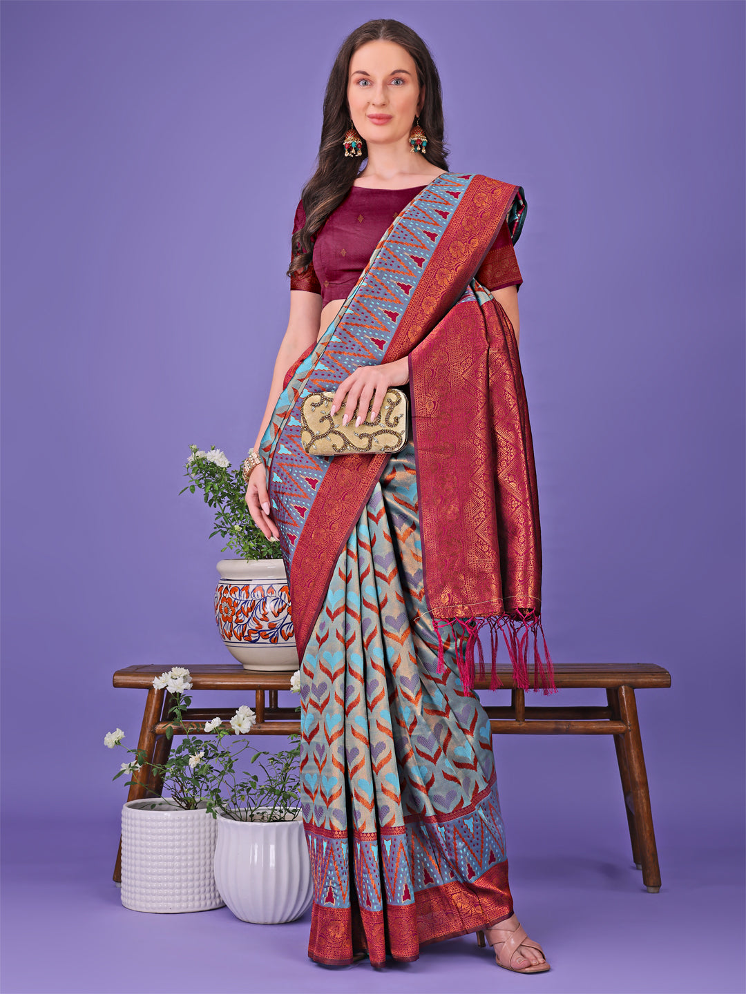 Shree Shyam Fashion Radiant Lichi Silk Saree - A Touch of Royalty in Every Thread | Grocsy