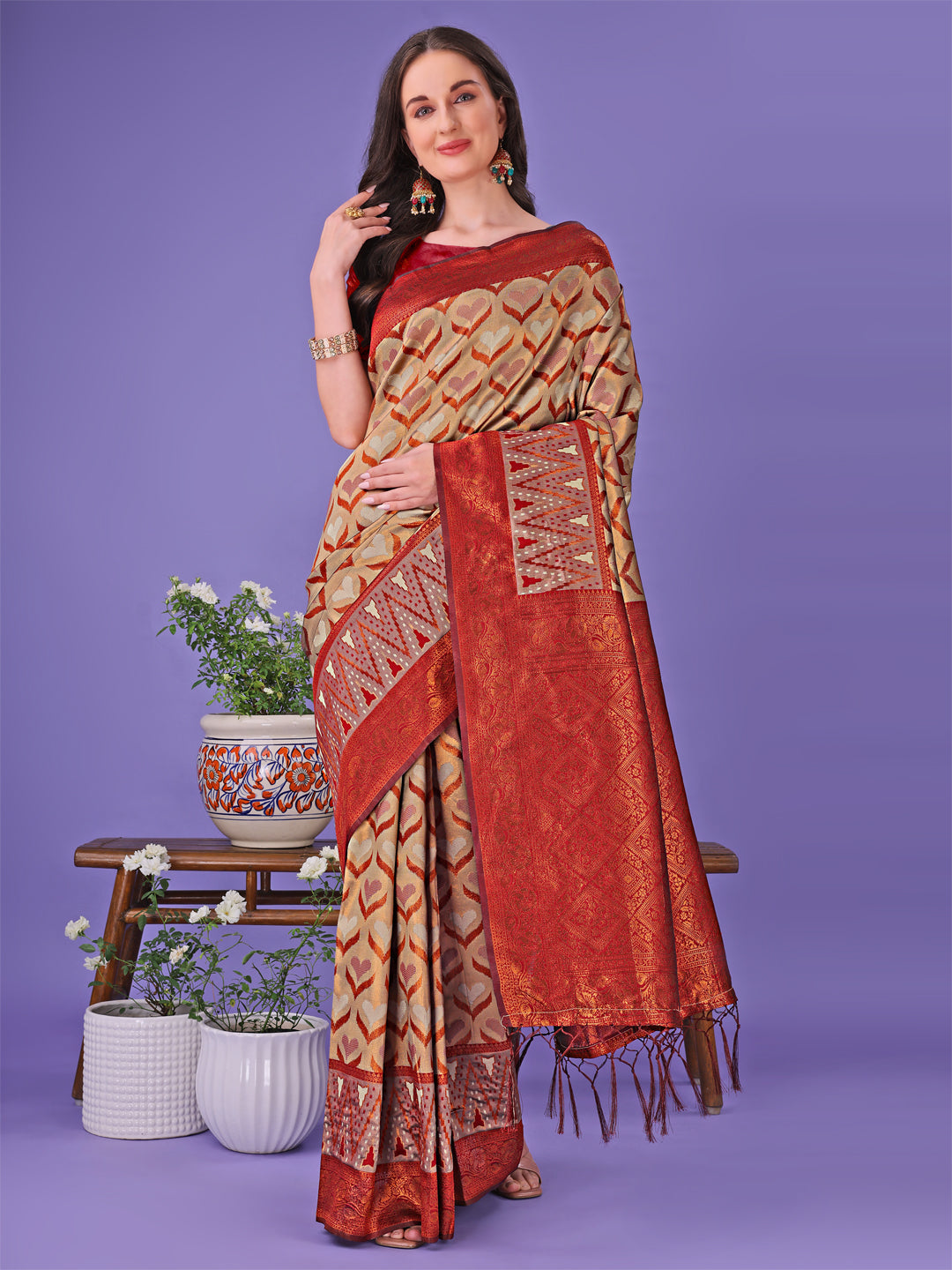 Shree Shyam Fashion Radiant Lichi Silk Saree - A Touch of Royalty in Every Thread | Grocsy