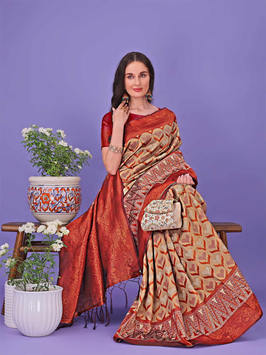 Shree Shyam Fashion Radiant Lichi Silk Saree - A Touch of Royalty in Every Thread | Grocsy