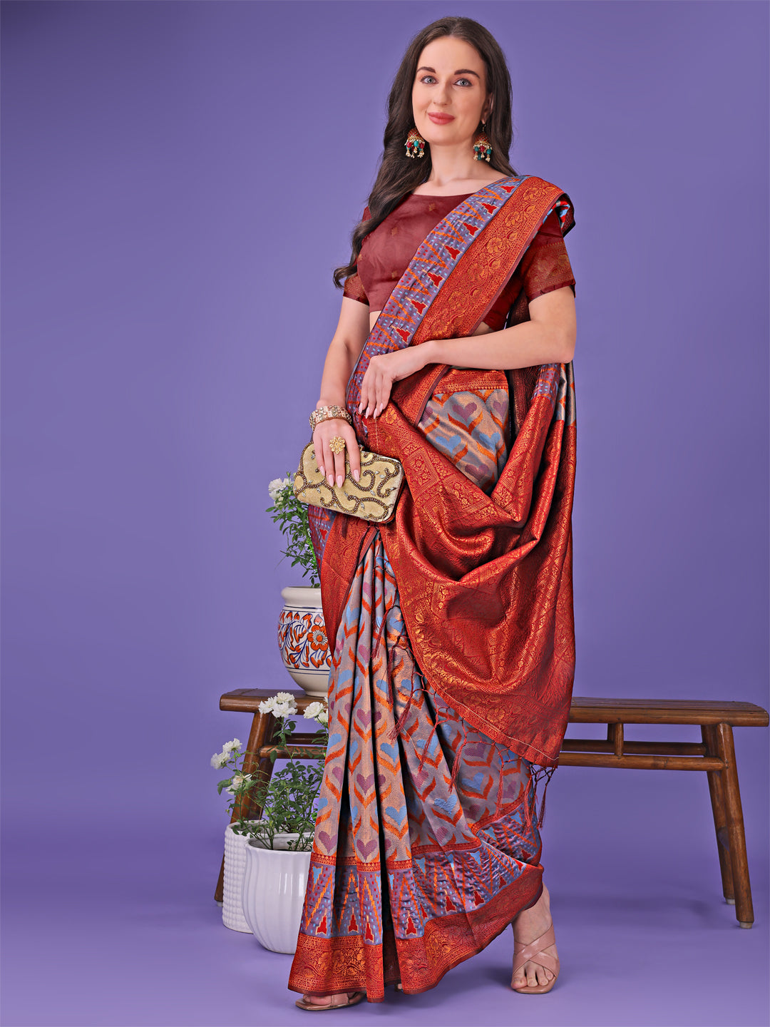 Shree Shyam Fashion Radiant Lichi Silk Saree - A Touch of Royalty in Every Thread | Grocsy