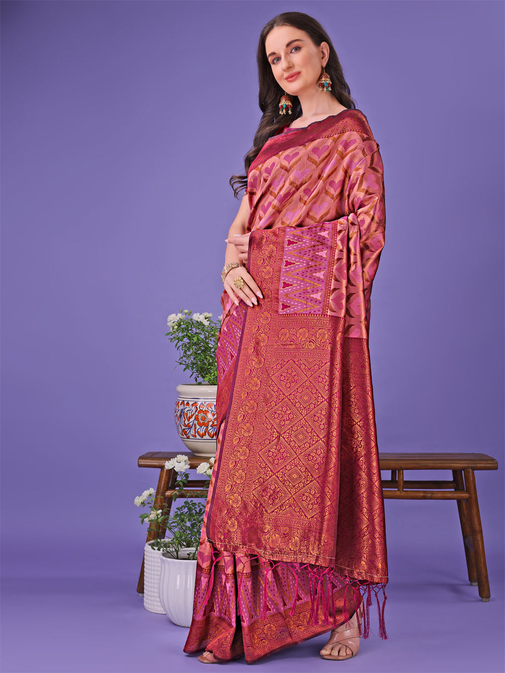 Shree Shyam Fashion Radiant Lichi Silk Saree - A Touch of Royalty in Every Thread | Grocsy