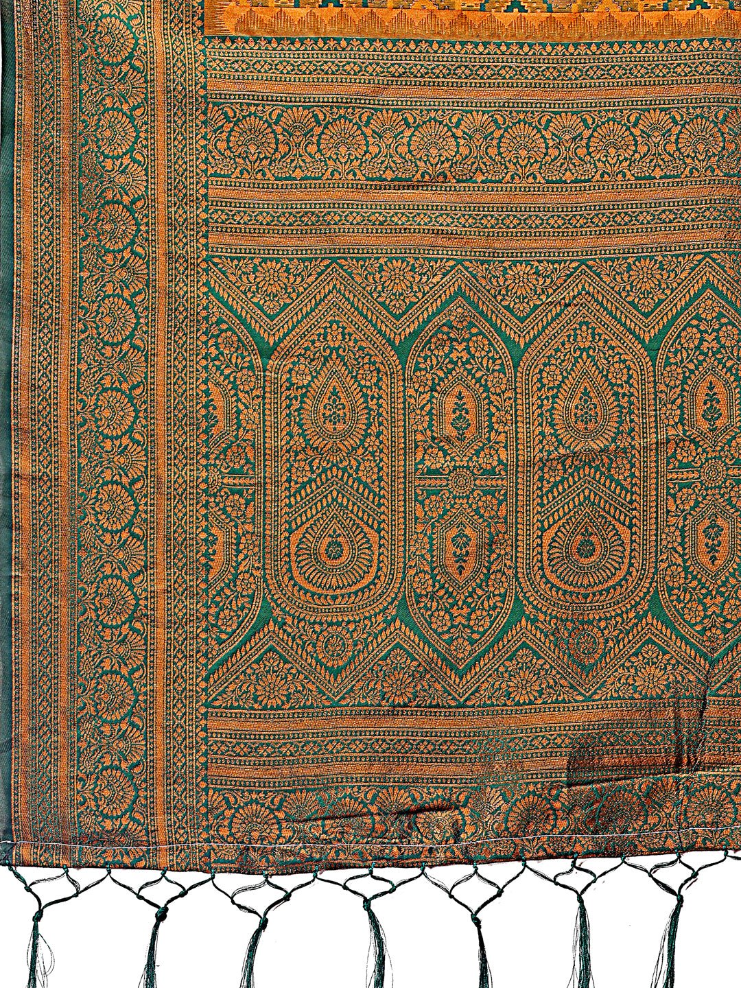 Shree Shyam Fashion Majestic Green & Yellow Silk Saree with Rich Woven Pallu - A Regal Touch for Special Moments | Grocsy