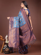 Shree Shyam Fashion Majestic Red & Sky Blue Silk Saree with Rich Woven Pallu - A Regal Touch for Special Moments | Grocsy