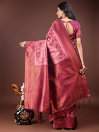 Shree Shyam Fashion Majestic Red & Light Pink Silk Saree with Rich Woven Pallu - A Regal Touch for Special Moments | Grocsy