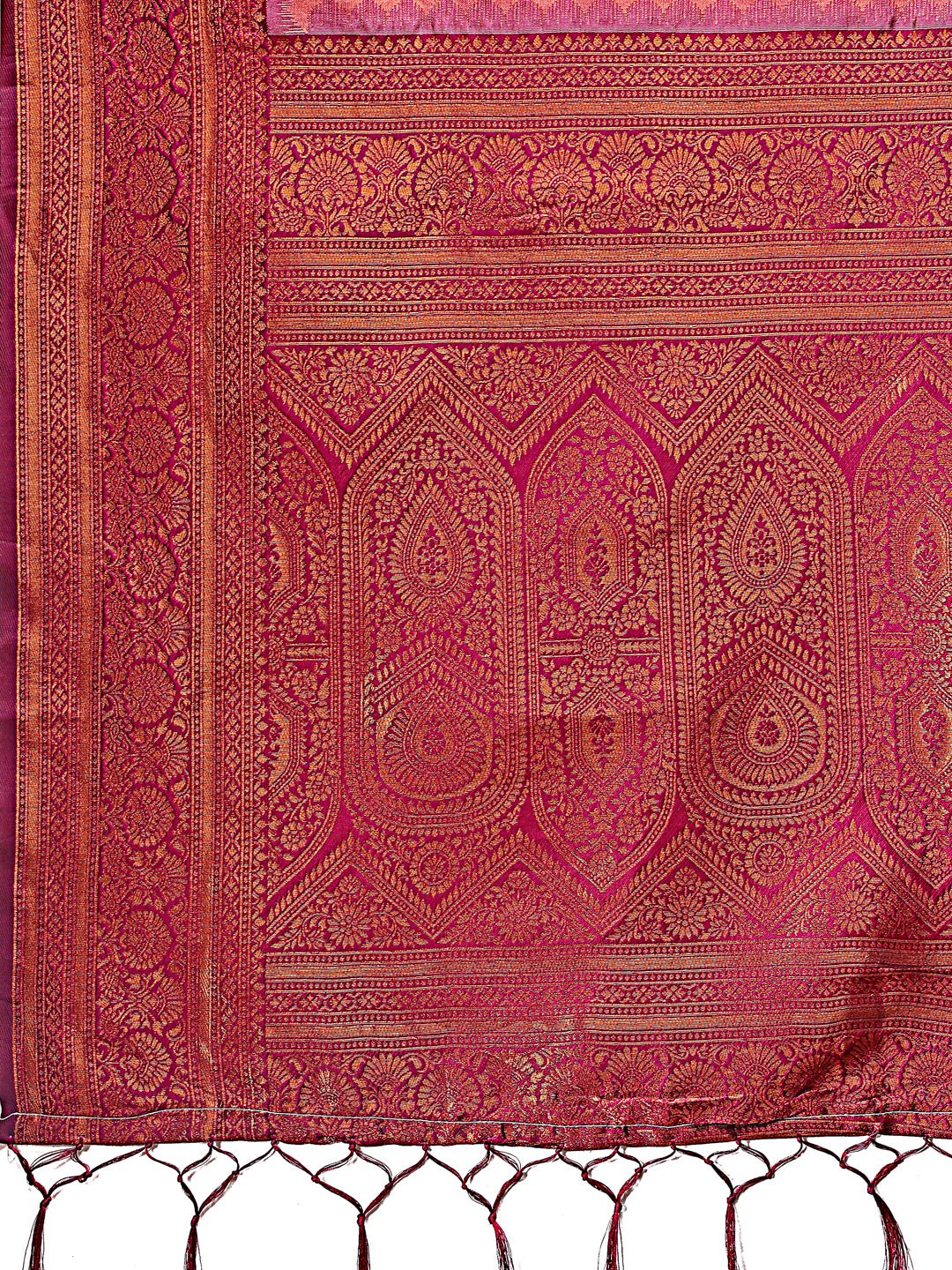 Shree Shyam Fashion Majestic Red & Light Pink Silk Saree with Rich Woven Pallu - A Regal Touch for Special Moments | Grocsy