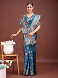 Shree Shyam Fashion Royal Blue Banarasi Silk Saree with Zari Weaving - A Timeless Tale of Elegance | Grocsy