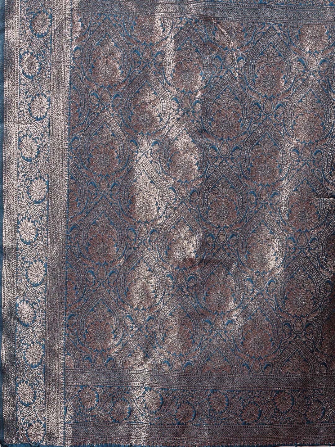 Shree Shyam Fashion Royal Blue Banarasi Silk Saree with Zari Weaving - A Timeless Tale of Elegance | Grocsy