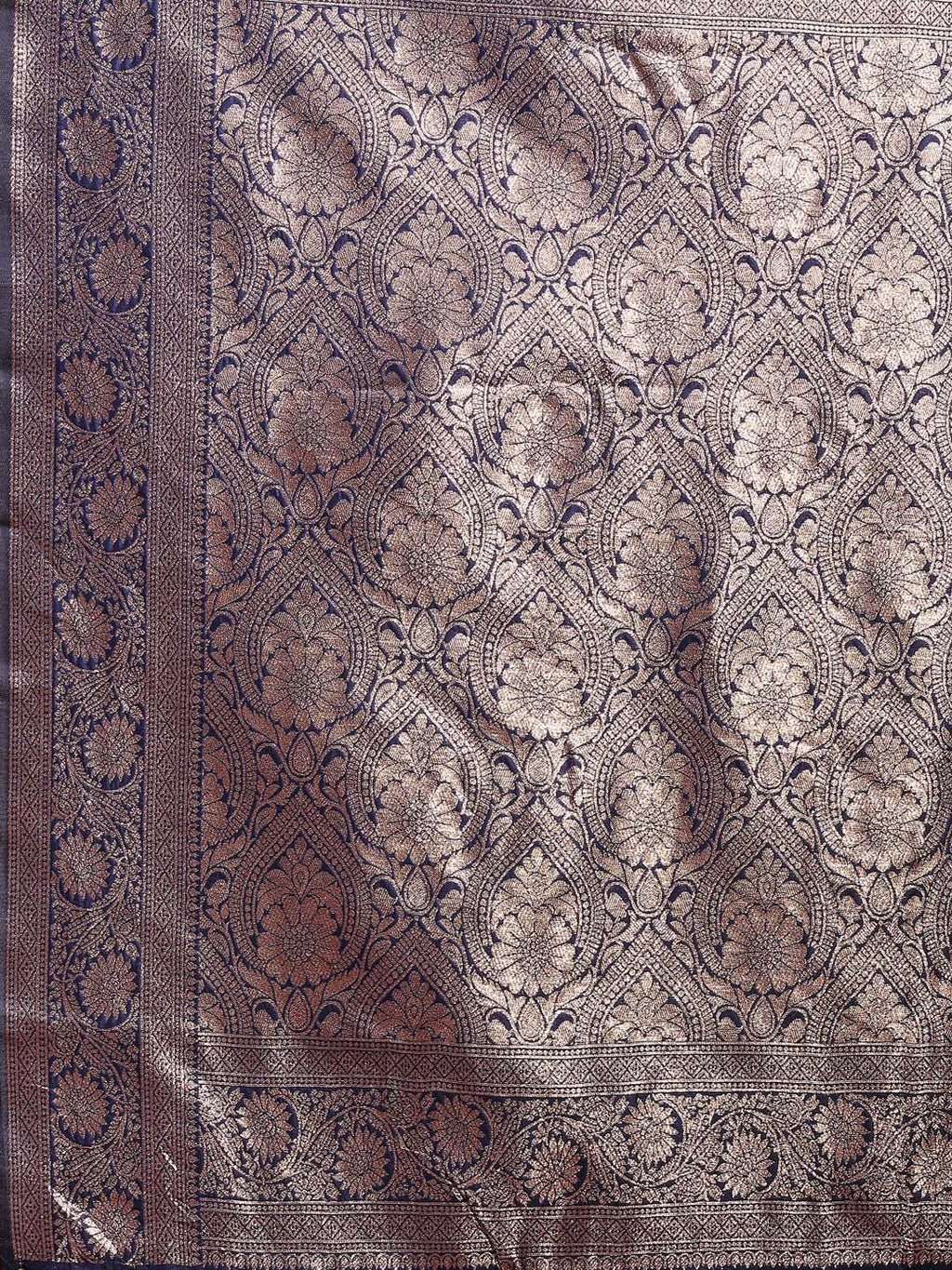 Shree Shyam Fashion Navy Blue Banarasi Silk Saree with Zari Weaving - A Timeless Tale of Elegance | Grocsy