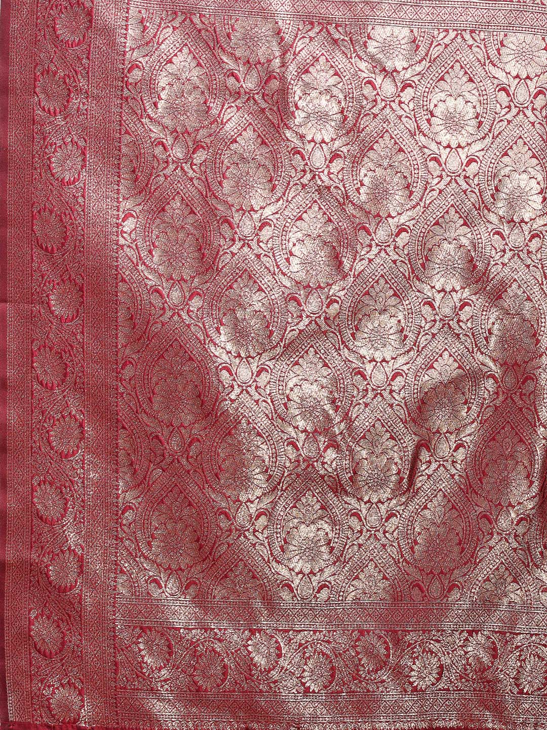 Shree Shyam Fashion Maroon Banarasi Silk Saree with Zari Weaving - A Timeless Tale of Elegance | Grocsy
