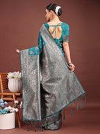 Shree Shyam Fashion Sea Green Banarasi Silk Saree with Zari Weaving - A Timeless Tale of Elegance | Grocsy