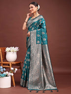 Shree Shyam Fashion Sea Green Banarasi Silk Saree with Zari Weaving - A Timeless Tale of Elegance | Grocsy