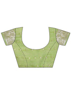 Shree Shyam Fashion Elegant Light Green Linen Cotton Saree with Zari Border & Woven Motifs - Perfect for Sophisticated Everyday & Festive Looks | Grocsy